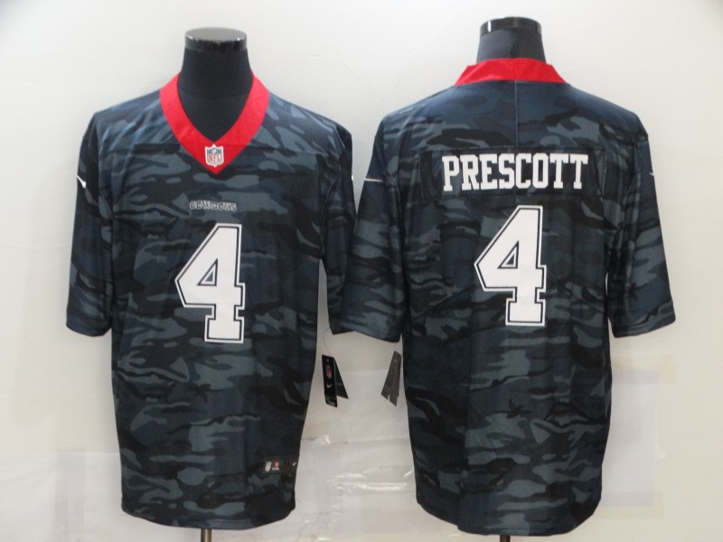 Men's Dallas Cowboys Dak Prescott #4 Gray Camouflage Jersey